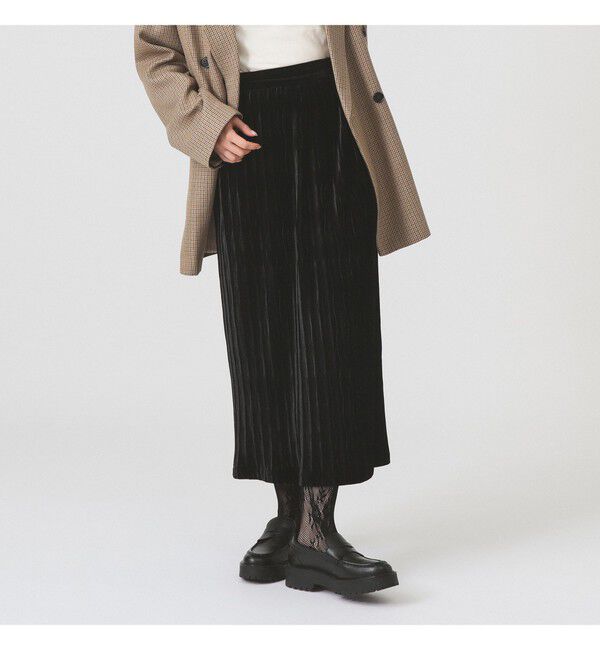 Ray BEAMS 「プリーツ ベロア タイト スカート」|スカート|BLACK