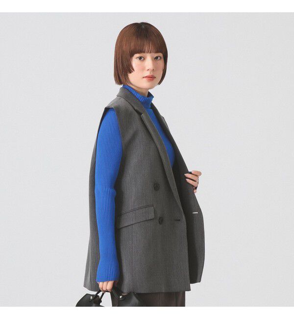 Ray BEAMS 「ヘリンボーン 4ボタン ダブルブレスト ジレ」|ベスト・ジレ|CHARCOAL