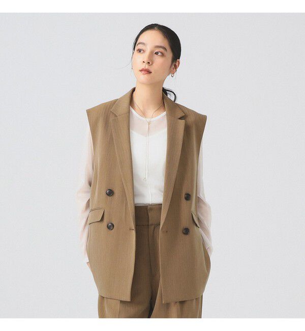 Ray BEAMS 「ヘリンボーン 4ボタン ダブルブレスト ジレ」|ベスト・ジレ|