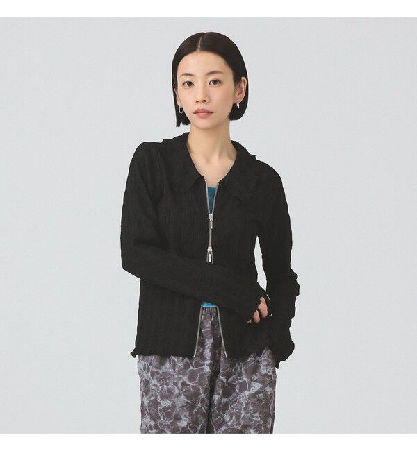 Ray BEAMS 「カット ジャカード ジップ シャツ」|シャツ・ブラウス|BLACK