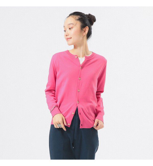 BEAMSBOY「14ゲージ クルーネック カーディガン」|ニット・セーター|PINK