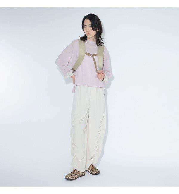 BEAMSBOY「maturely / リサイクル アムンゼン シャーリング アンド スリット パンツ」|チノ|