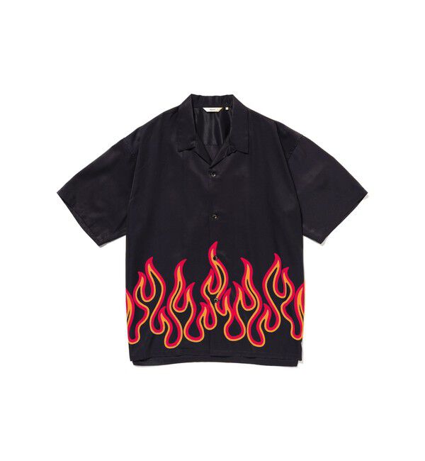 BEAMS「ファイヤーパターン オープンカラーシャツ」|シャツ・ブラウス|RED