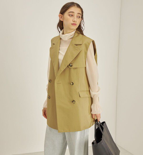 SHIPS for women「綿麻 カルゼ ダブルブレスト ジレ ◇」|ベスト・ジレ|