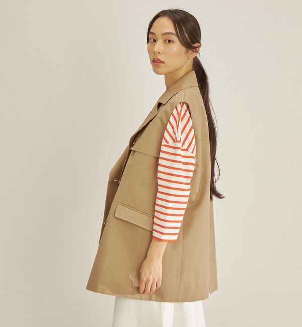 SHIPS for women「綿麻 カルゼ ダブルブレスト ジレ ◇」|ベスト・ジレ|