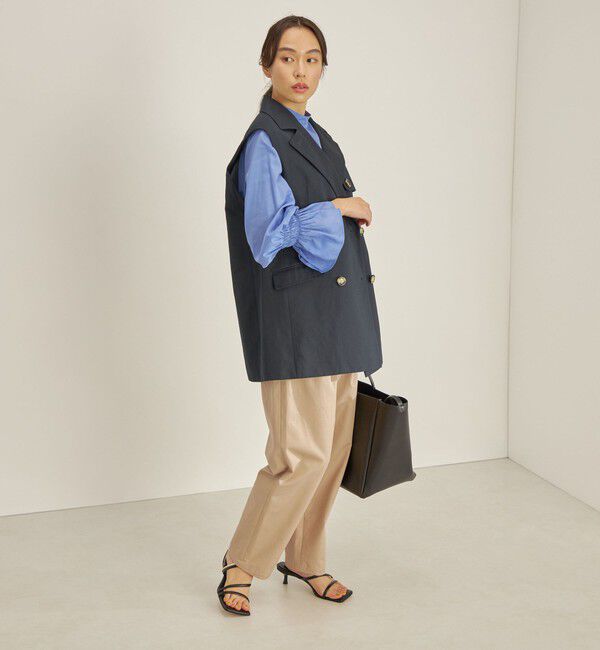 SHIPS for women「綿麻 カルゼ ダブルブレスト ジレ ◇」|ベスト・ジレ|