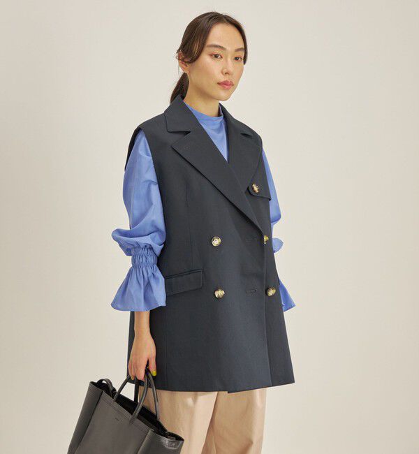 SHIPS for women「綿麻 カルゼ ダブルブレスト ジレ ◇」|ベスト・ジレ|