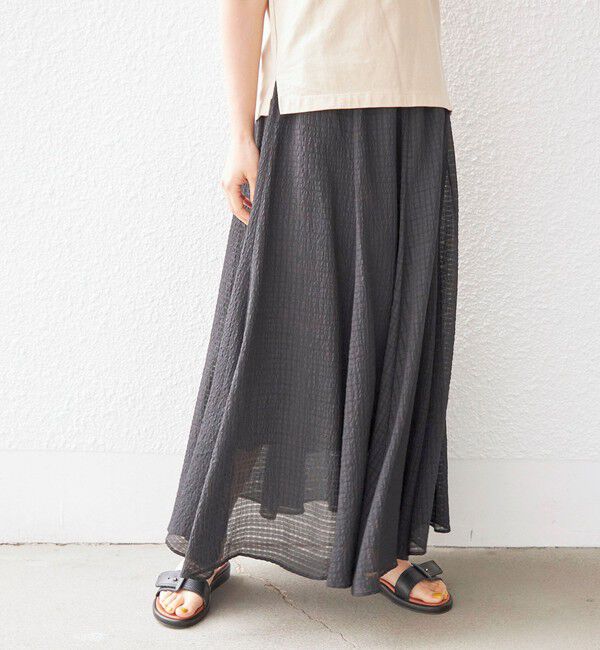 SHIPS for women「〈手洗い可能〉シアサッカー チェック ボリューム スカート◇」|スカート|