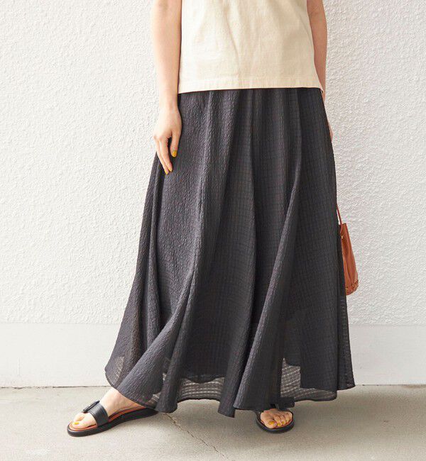 SHIPS for women「〈手洗い可能〉シアサッカー チェック ボリューム スカート◇」|スカート|