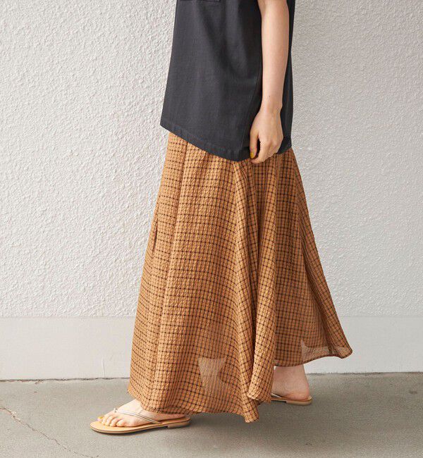 SHIPS for women「〈手洗い可能〉シアサッカー チェック ボリューム スカート◇」|スカート|