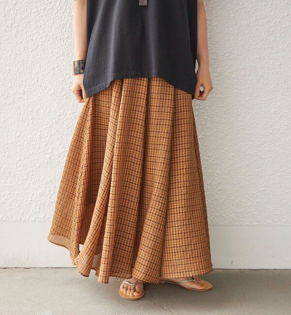 SHIPS for women「〈手洗い可能〉シアサッカー チェック ボリューム スカート◇」|スカート|