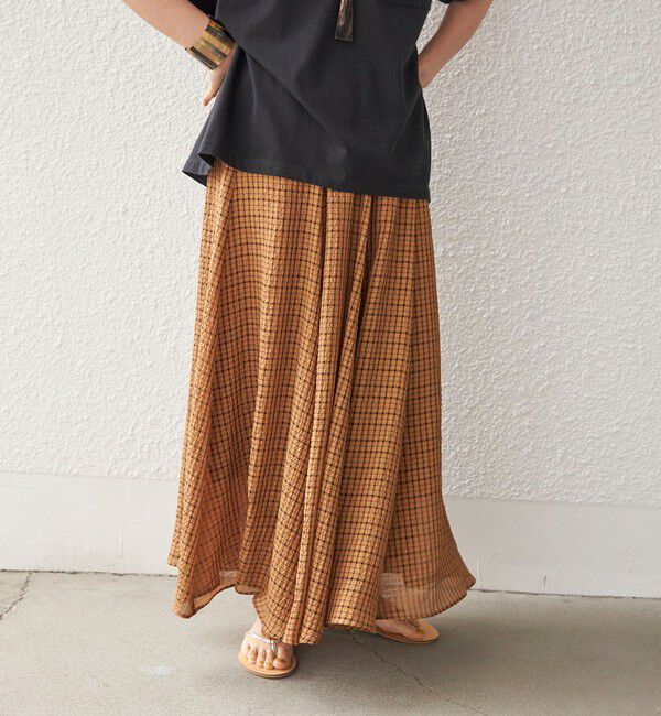 SHIPS for women「〈手洗い可能〉シアサッカー チェック ボリューム スカート◇」|スカート|