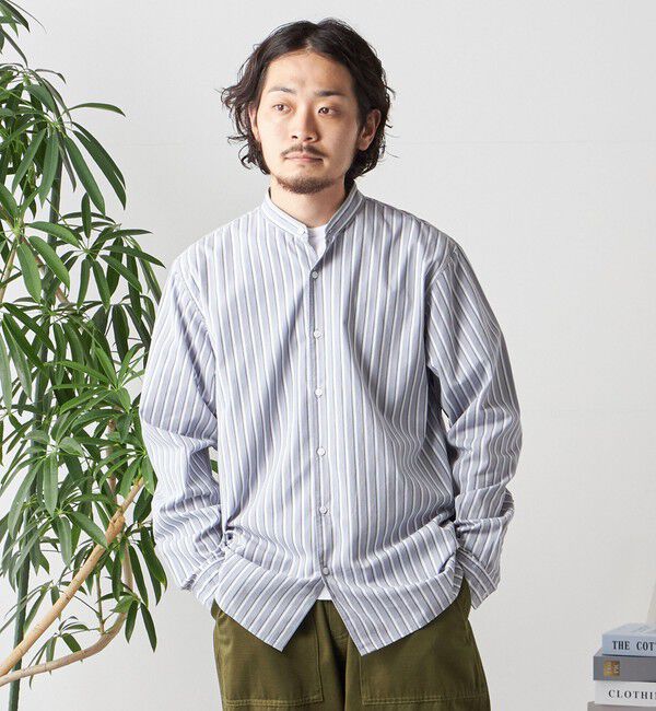 SHIPS any「SHIPS any: ストライプ / ソリッド リラックス バンドカラー シャツ 25AW◇」|シャツ・ブラウス|