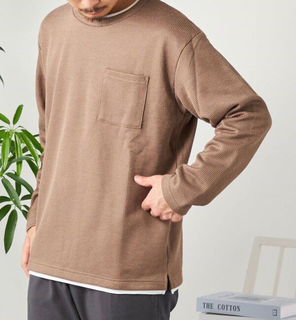 SHIPS any「SHIPS any: パールワッフル フェイクレイヤード Tシャツ (ロンT)◇」|Tシャツ・カットソー|