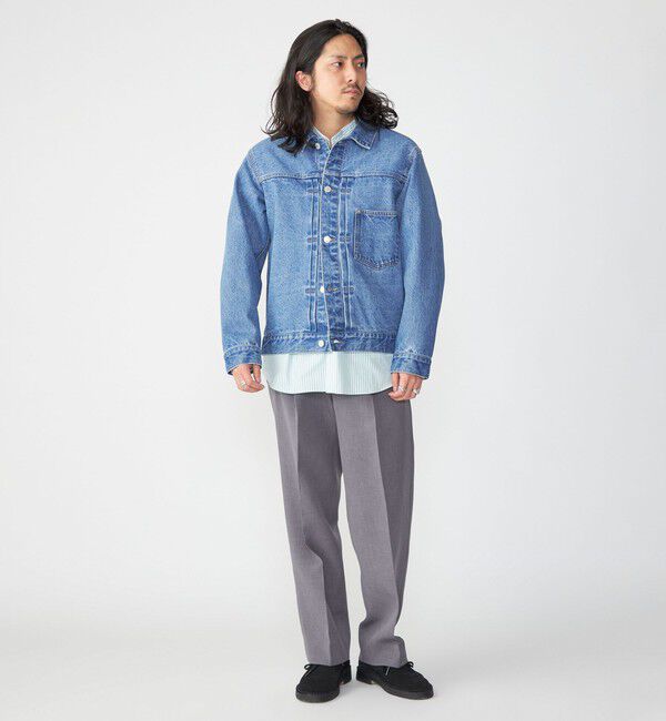 SHIPS「SHIPS: Reflax(R) ダブルクロス ワンタック ワイド パンツ」|チノ|