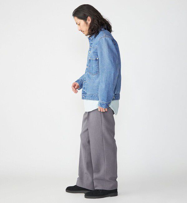 SHIPS「SHIPS: Reflax(R) ダブルクロス ワンタック ワイド パンツ」|チノ|