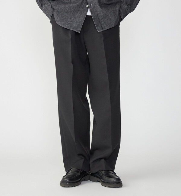 SHIPS「SHIPS: Reflax(R) ダブルクロス ワンタック ワイド パンツ」|チノ|