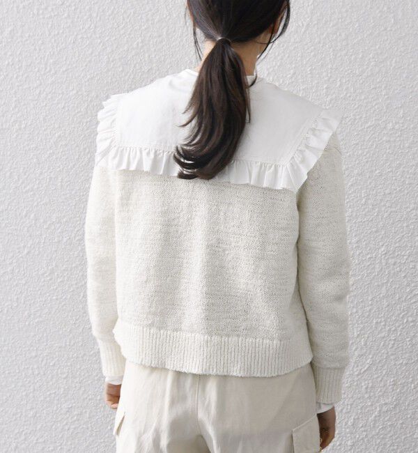 SHIPS any「SHIPS any:〈洗濯機可能〉コットン サテン フリル カラー ブラウス」|シャツ・ブラウス|