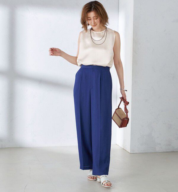 SHIPS for women「〈手洗い可能〉麻混 タック ワイド パンツ」|その他|