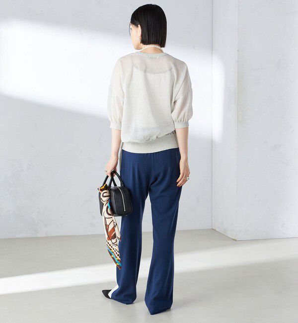 SHIPS for women「〈手洗い可能〉シアー ラメ 半袖 サマー ニット」|ニット・セーター|