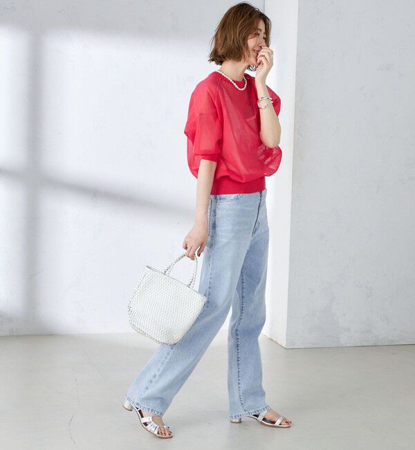 SHIPS for women「〈手洗い可能〉シアー ラメ 半袖 サマー ニット」|ニット・セーター|