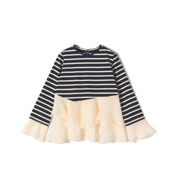 SHIPS for women「【WEB限定】〈手洗い可能〉ボーダー フリル ティアード プルオーバー」|Tシャツ・カットソー|