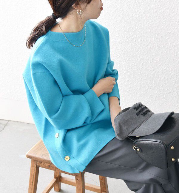 SHIPS any「SHIPS any:〈手洗い可能〉ミラノリブ スタンドカラー ニット プルオーバー」|ニット・セーター|ブルー