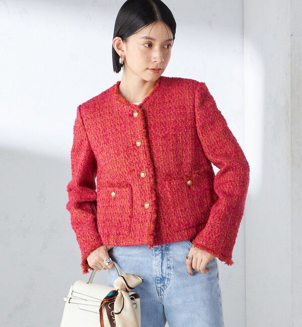 SHIPS for women「GIOLICA: ツイード ノーカラー ジャケット」|ノーカラージャケット|