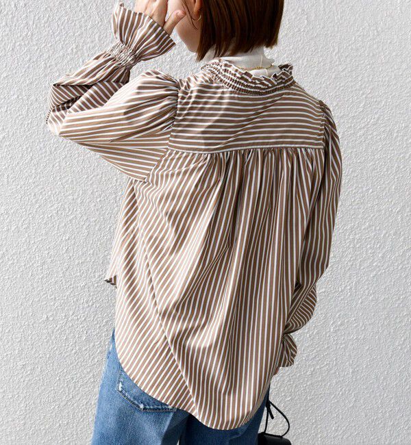 SHIPS for women「【WEB限定】〈手洗い可能〉 シャーリング Vネック 長袖 ブラウス」|シャツ・ブラウス|