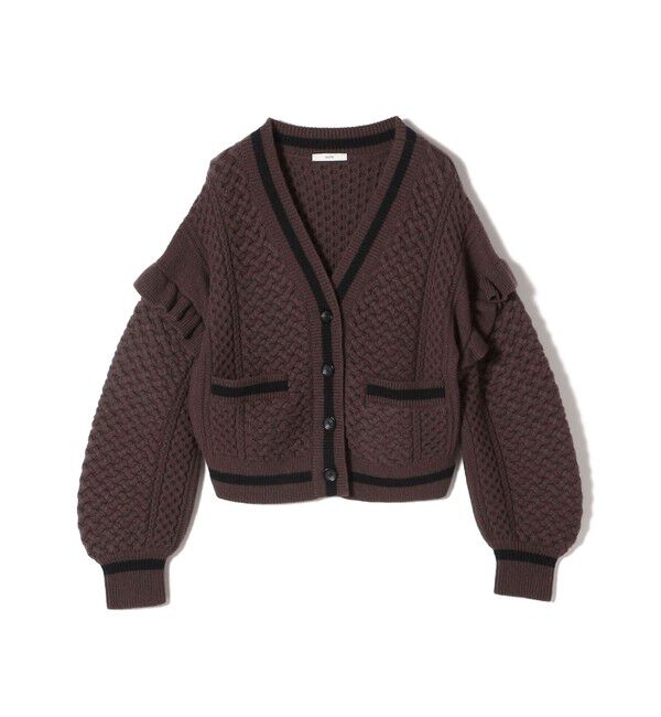 SHIPS for women「【WEB限定】袖 フリル チルデン ケーブル ライン カーディガン」|カーディガン|