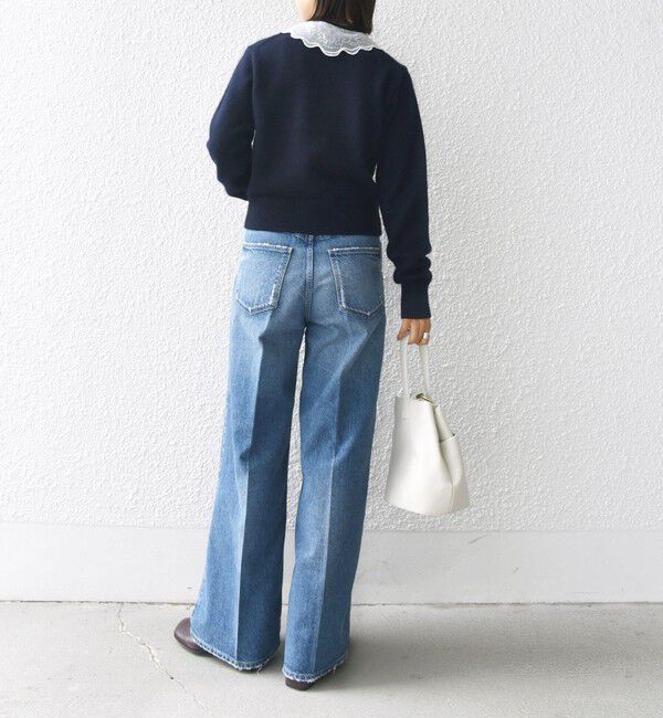 SHIPS for women「【WEB限定】〈手洗い可能〉布帛 襟付き ニット プルオーバー」|ニット・セーター|