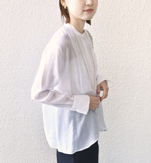 SHIPS for women「【WEB限定】〈洗濯機可能〉シアー プリーツ ヨーク パールモチーフボタン ブラウス」|シャツ・ブラウス|