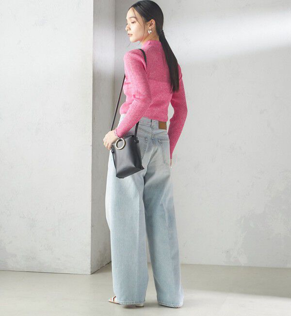 SHIPS for women「〈手洗い可能〉シアー リブ 長袖 ポロ ニット」|ニット・セーター|