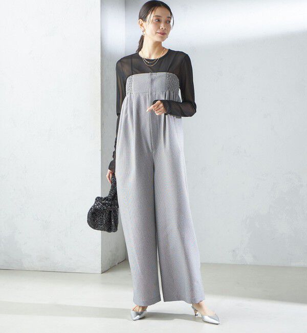 SHIPS for women「【SHIPS別注】APUPIL:〈洗濯機可能〉ギンガム チェック ベアトップ オールインワン」|オールインワン|