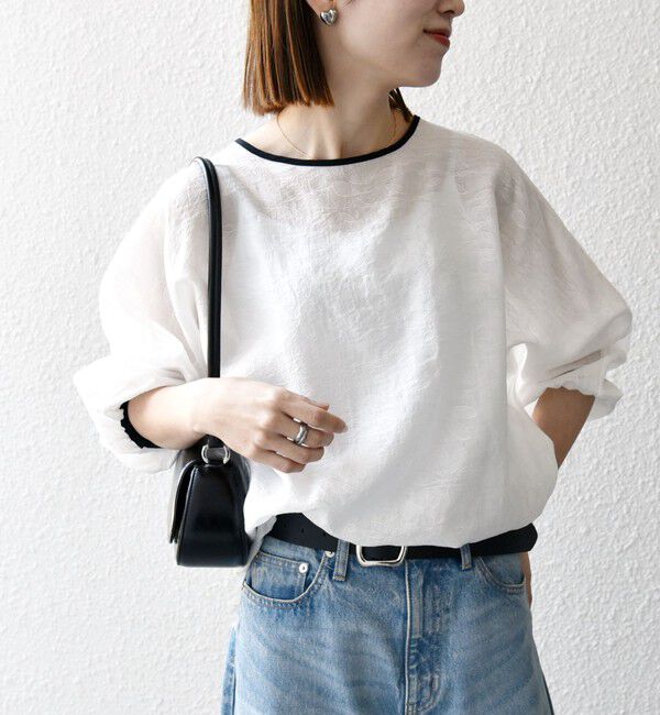 SHIPS any「《追加予約》SHIPS any:〈洗濯機可能〉フラワー ジャカード ドルマン パイピング ブラウス」|シャツ・ブラウス|