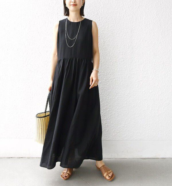 SHIPS for women「〈手洗い可能〉シルク混 シアー ノースリーブ ワンピース」|ワンピース|