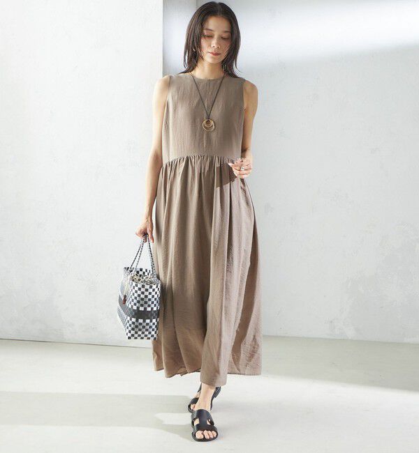 SHIPS for women「〈手洗い可能〉シルク混 シアー ノースリーブ ワンピース」|ワンピース|