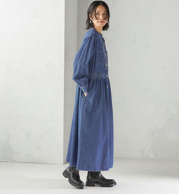 SHIPS for women「〈洗濯機可能〉ライトオンス デニム ウエスト 切替 ワンピース」|ワンピース|