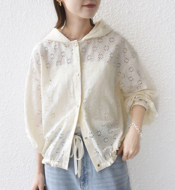 SHIPS for women「【WEB限定】〈手洗い可能〉レース フード シャツ 羽織」|シャツ・ブラウス|