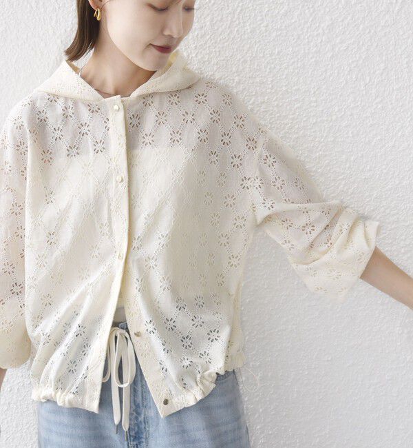 SHIPS for women「【WEB限定】〈手洗い可能〉レース フード シャツ 羽織」|シャツ・ブラウス|