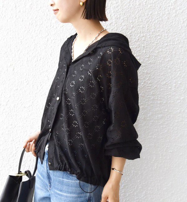 SHIPS for women「【WEB限定】〈手洗い可能〉レース フード シャツ 羽織」|シャツ・ブラウス|