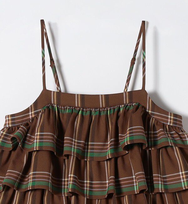 SHIPS any「SHIPS any:〈洗濯機可能〉チェック フリル ティアード サロペット」|オールインワン|