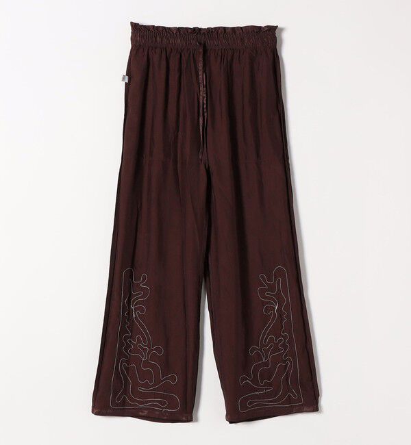 SHIPS any「SHIPS any:〈洗濯機可能〉サテン 刺繍 ストレート イージー パンツ」|その他|