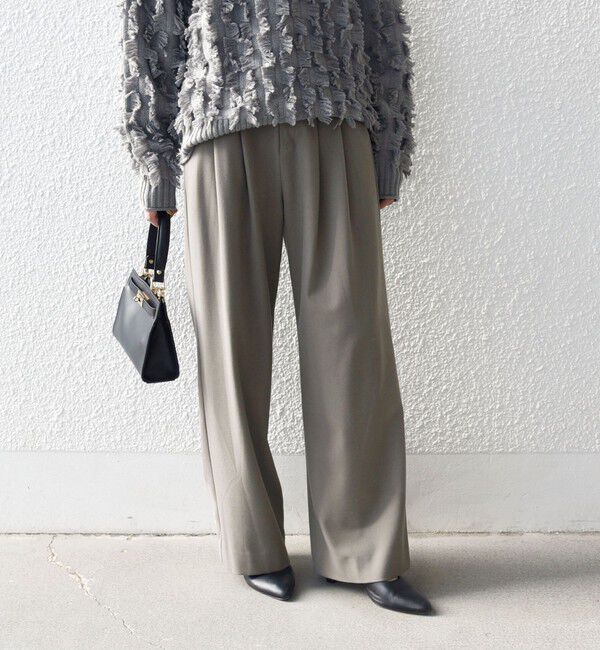 SHIPS any「SHIPS any:〈洗濯機可能〉ウォーム ストレッチ ハイウエスト 2タック パンツ」|その他|チャコールグレー