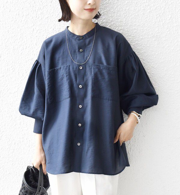 SHIPS for women「〈手洗い可能〉シアー タンブラー ポケット デザイン シャツ」|シャツ・ブラウス|ネイビー