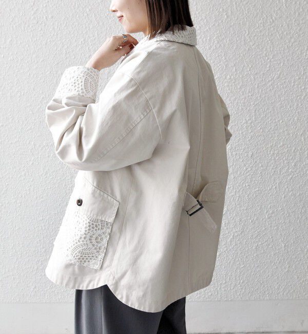 SHIPS any「SHIPS any:〈洗濯機可能〉コットン レース 切替 ミリタリー ジャケット ブルゾン」|ブルゾン・スタジャン|