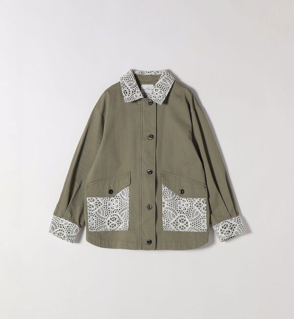 SHIPS any「SHIPS any:〈洗濯機可能〉コットン レース 切替 ミリタリー ジャケット ブルゾン」|ブルゾン・スタジャン|