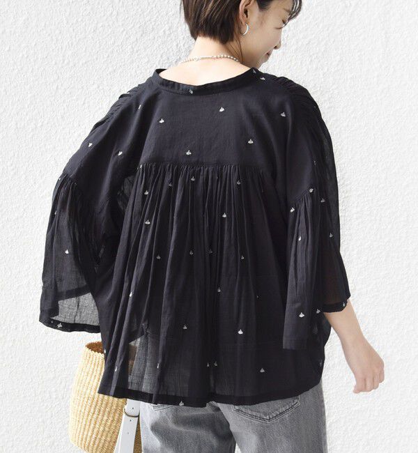 SHIPS for women「《予約》〈手洗い可能〉コットン オーガンジー リーフ 刺繍 羽織 ブラウス」|シャツ・ブラウス|