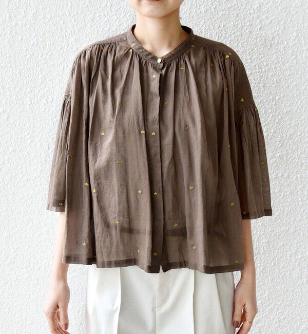 SHIPS for women「《予約》〈手洗い可能〉コットン オーガンジー リーフ 刺繍 羽織 ブラウス」|シャツ・ブラウス|