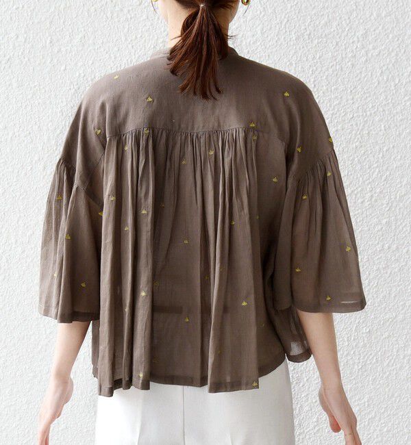 SHIPS for women「《予約》〈手洗い可能〉コットン オーガンジー リーフ 刺繍 羽織 ブラウス」|シャツ・ブラウス|